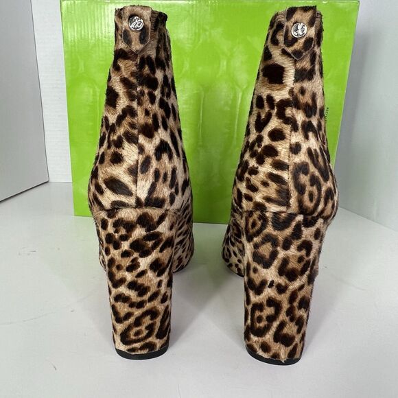 New Sam Edelman Bootie Size 8.5 Brown Leopard Calf Hair Chelsea Heels Boots - Picture 4 of 12
